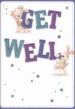 Radiating playful optimism, this get well card leaps with the energy of true friendship-a teddy bear and a floppy-eared pup bring bold, colourful letters to life as they assemble the words 'Get Well' in jubilant shades of indigo and teal. Against the soft, welcoming cream background, scattered stars in blue and purple hues twinkle like wishes floating through the vibrant atmosphere of Bromley's High Street. The bear's fur and the puppy's ears are illustrated with such tactile precision, they seem almost ready to offer a comforting cuddle on Park Road. Each artistic detail is crafted to evoke warmth and care, making the card itself feel like a small kindness eagerly delivered to someone in recovery. Like a bouquet from a Bromley florist designed to soothe and encourage, this card transforms a simple message into an emotional salve, supporting friends and family on their journey toward wellness throughout the heart of Bromley.